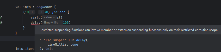 delay函数不能再SequenceScope的扩展成员中被调用